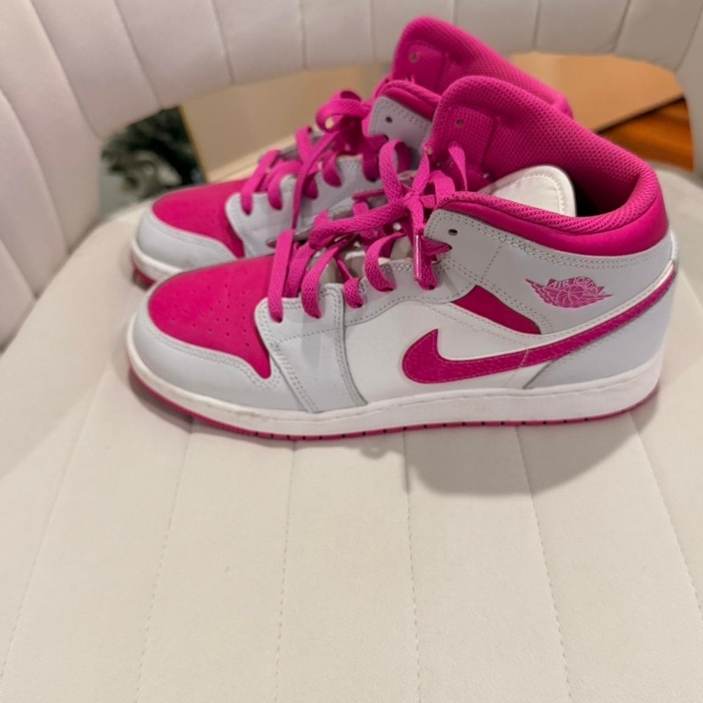 Jordan 1 Mid GS Fierce Pink White Sneakers Size 7Y (8.5 W)